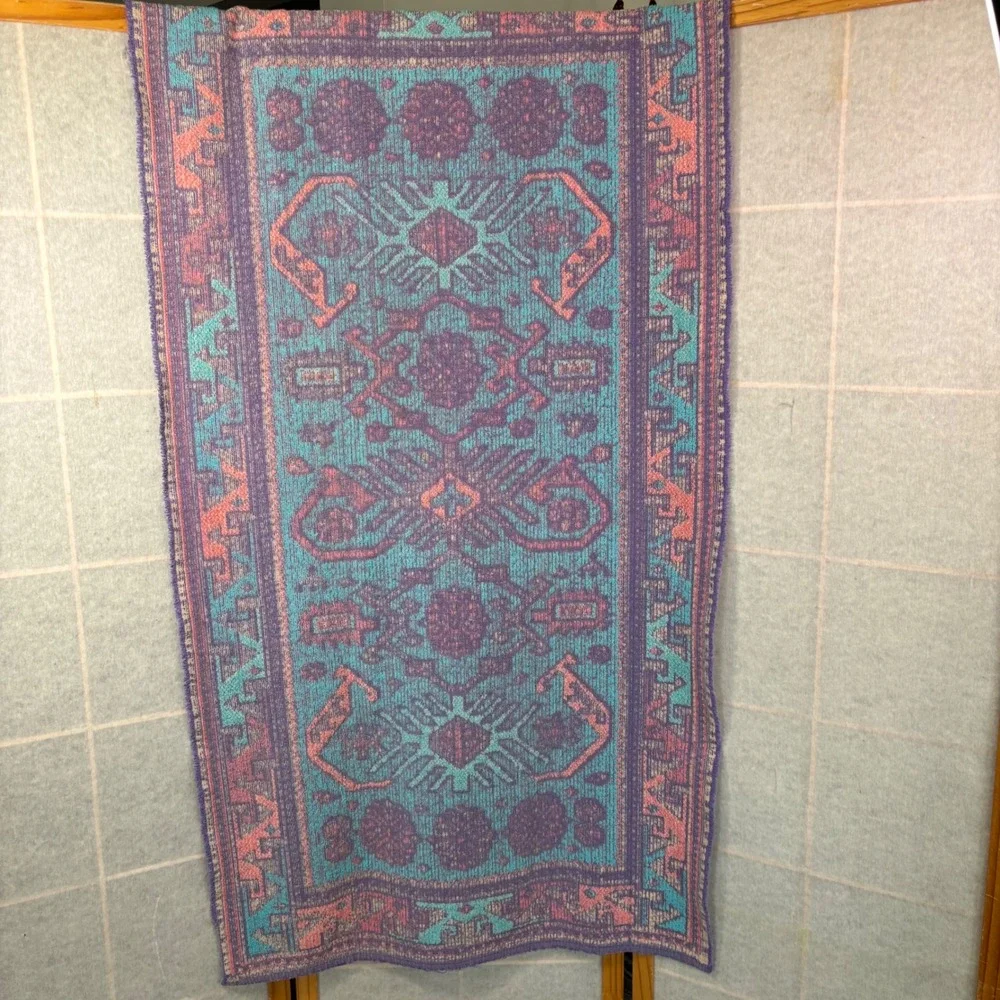 Ralph Lauren Cotton Towel Southwestern Aztec Tribal Purple Teal Pink 48x27 VTG